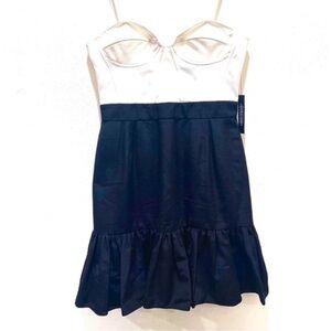 Vintage Y2K Jill Stuart Black White Tuxedo Strapless Bustier Corset Slip Dress